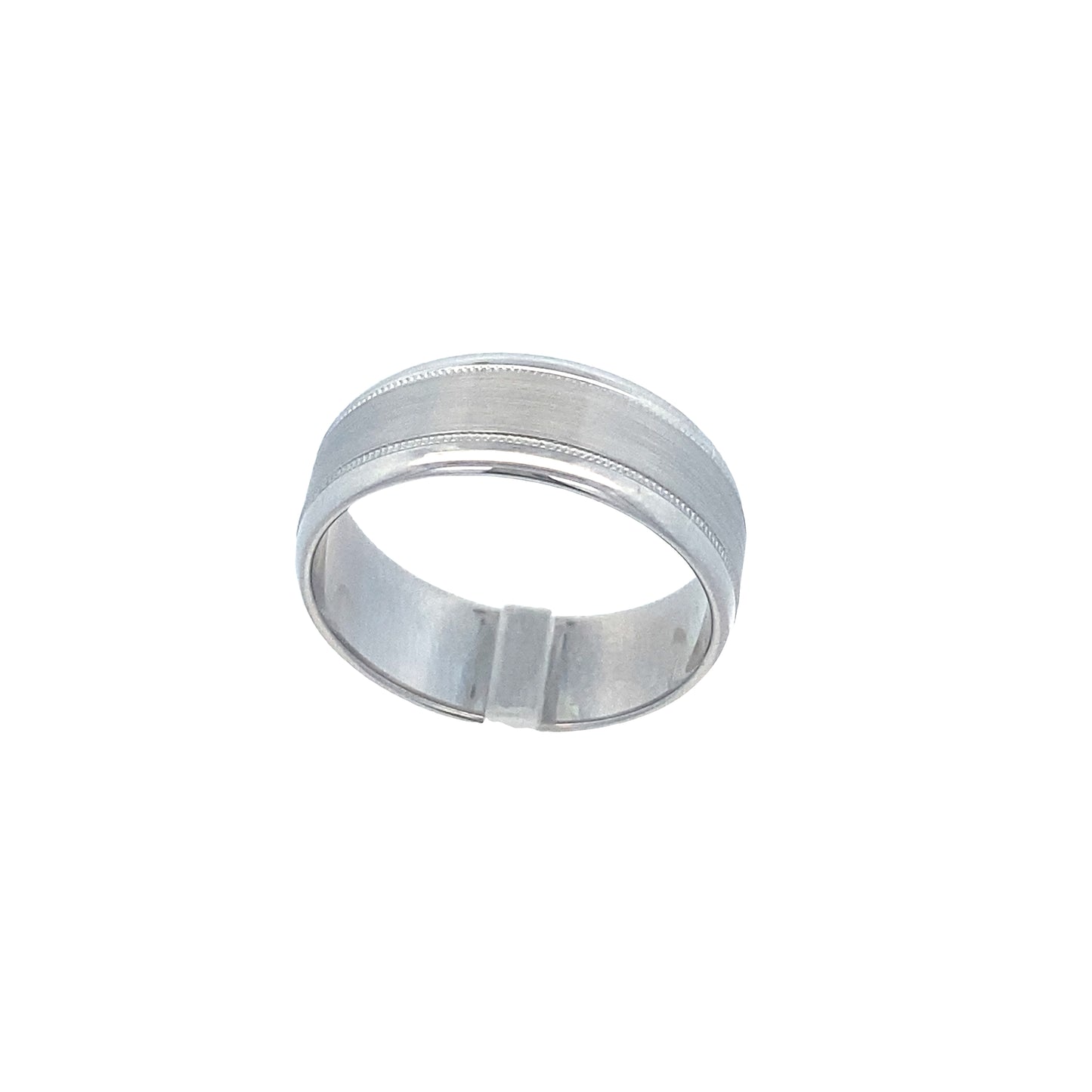 14K Wide Matte White Gold Men Wedding Band