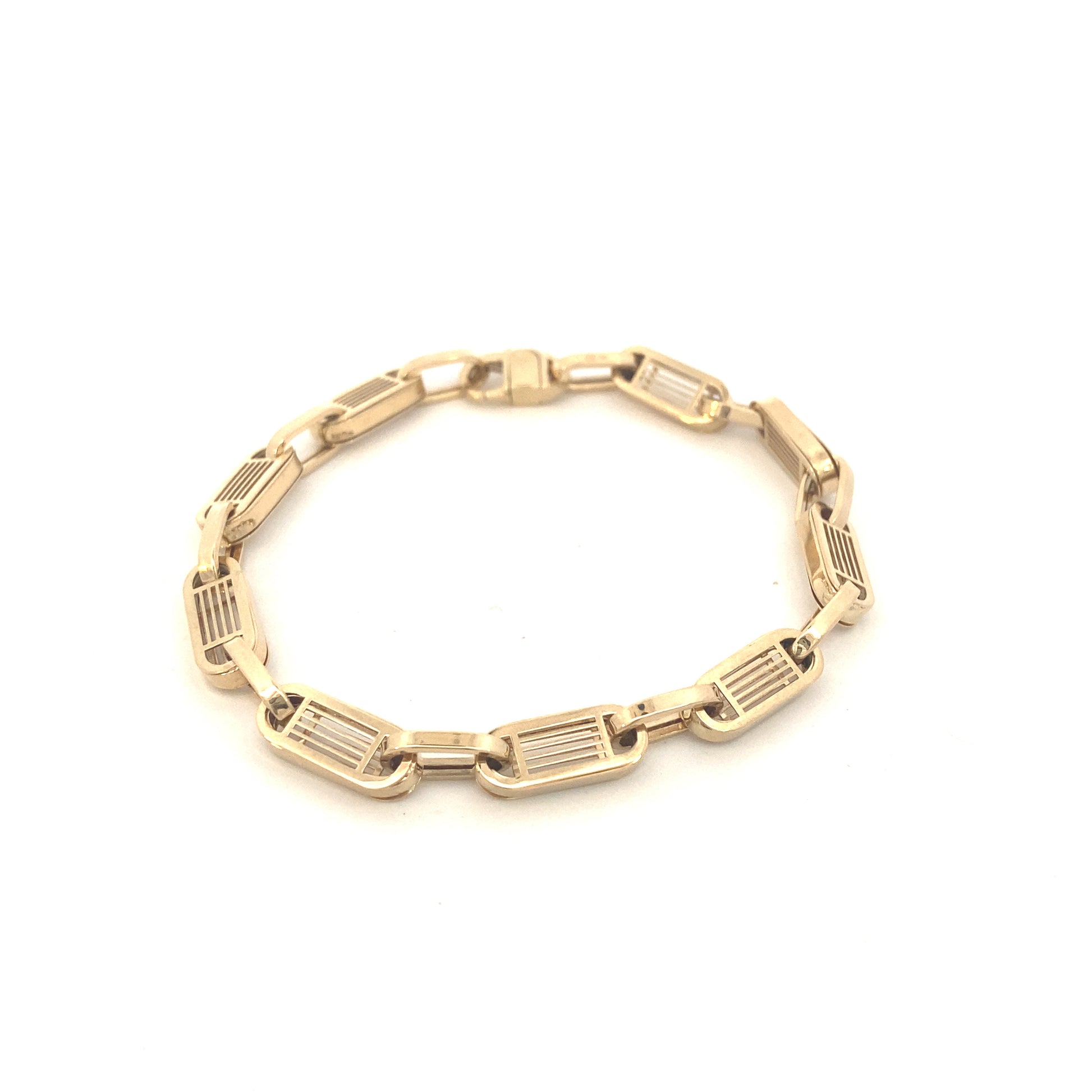 14K Gold Open Link of Lines Men Bracelet | Luby Gold Collection | Luby 