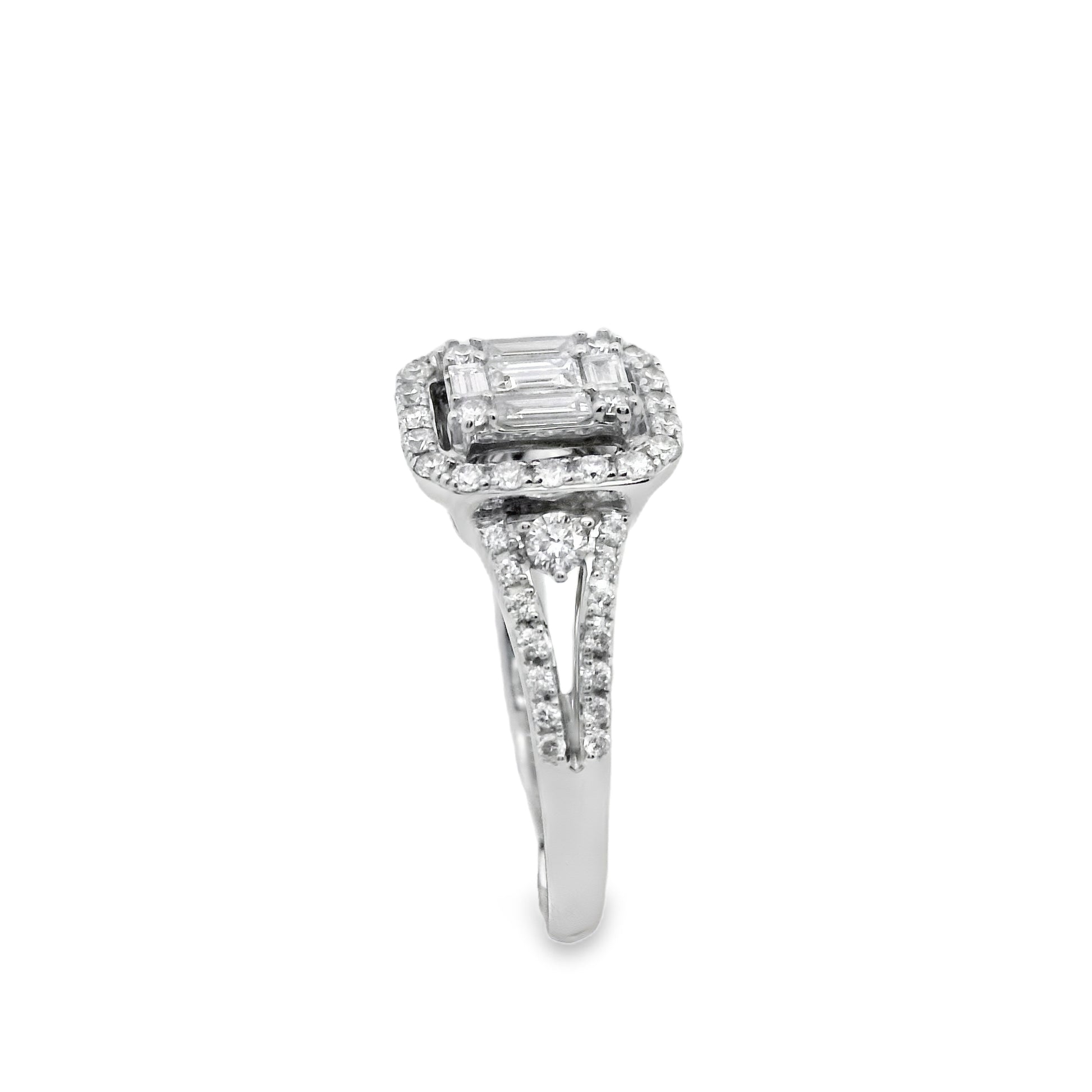 Zeghani White Gold Princess Cut Halo Engagement Ring | Zeghani | Luby 