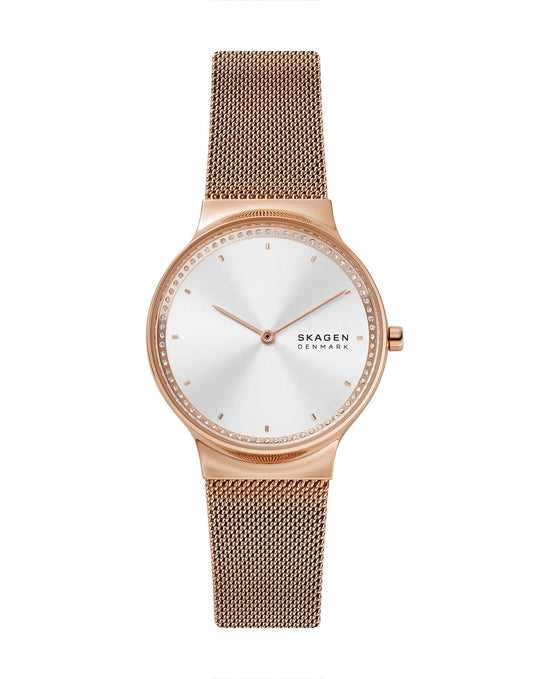 Freja Two-Hand Rose Gold-Tone Stainless Steel Mesh Watch | Skagen | Luby 