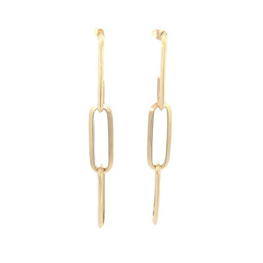 14K Gold Long Paper Clip Earrings | Luby Gold Collection | Luby 