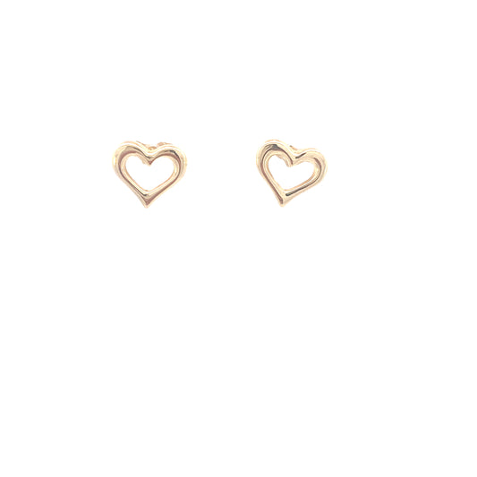 14K Gold Open Heart Stud Earrings | Luby Gold Collection | Luby 