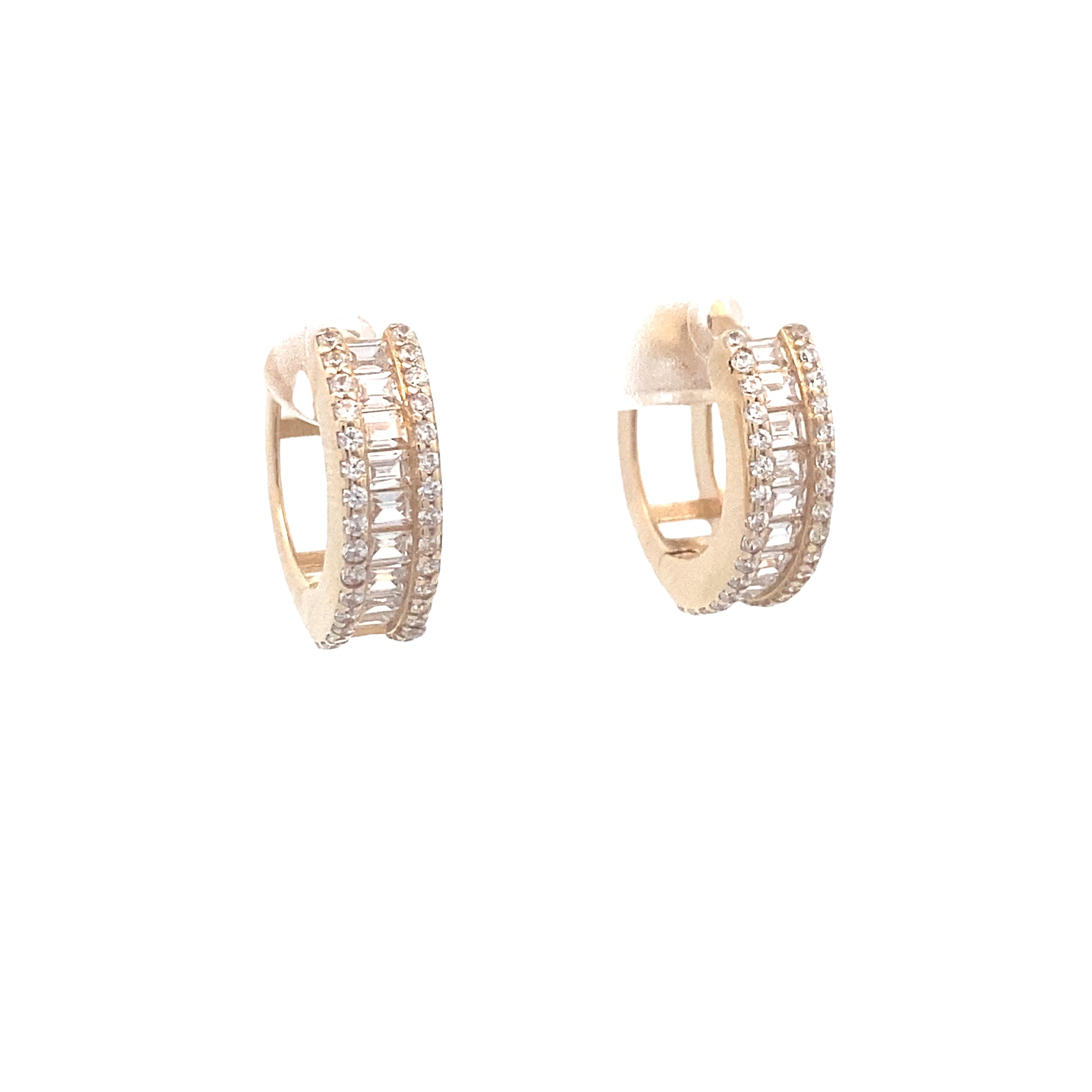 14K Gold Earrings with Baguette CZ | Luby Gold Collection | Luby 