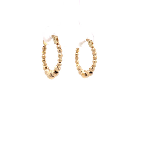 14K Gold Diamond Cut Dots Hoops Earrings | Luby Gold Collection | Luby 