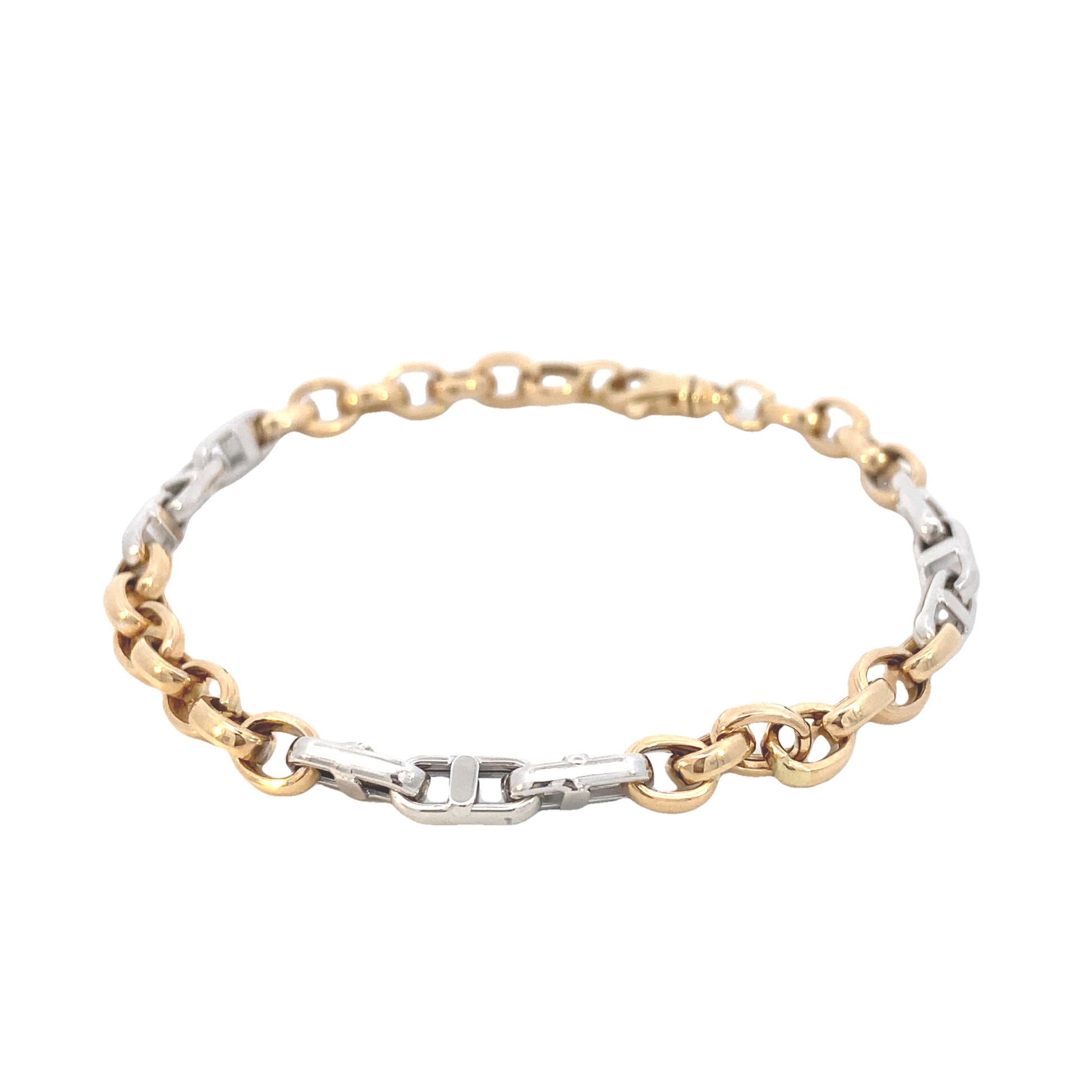 14K Gold 2-T Cable Chain with Mariner Links Bracelet | Luby Gold Collection | Luby 