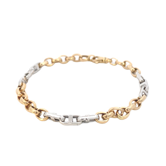 14K Gold 2-T Cable Chain with Mariner Links Bracelet | Luby Gold Collection | Luby 