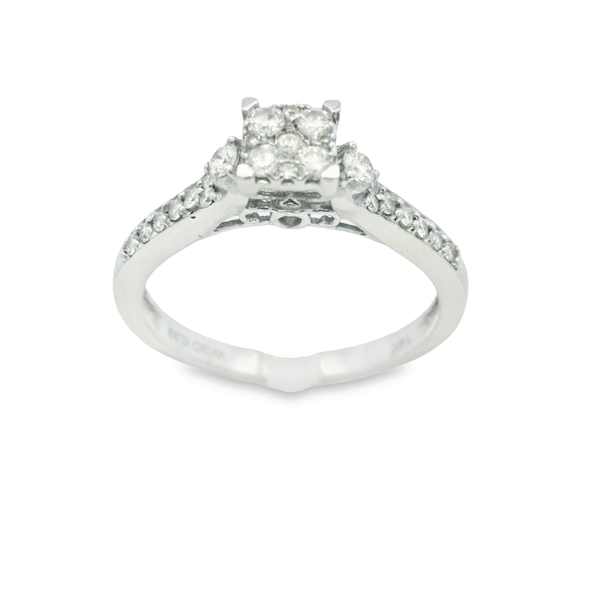 14k Diamond Square-Shaped Cathedral White Gold Engagement Ring | Luby Diamond Collection | Luby 