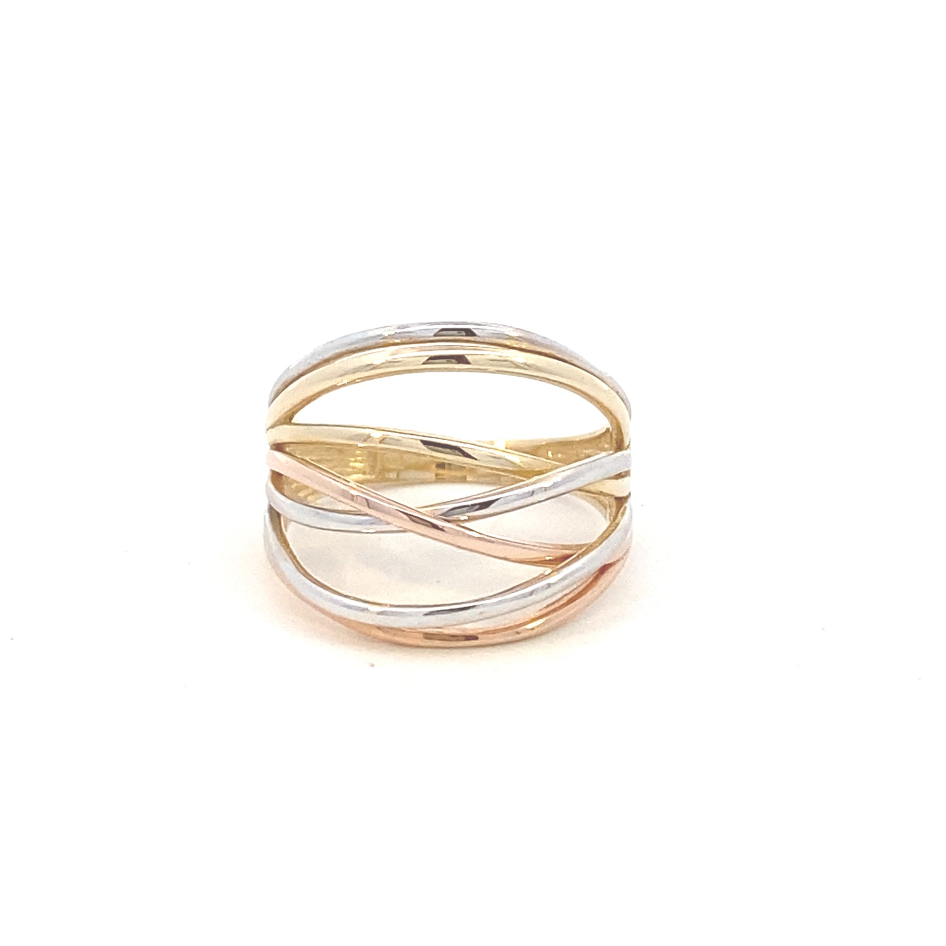 14K Gold  Intertwined Lines Three Tones Ring | Luby Gold Collection | Luby 