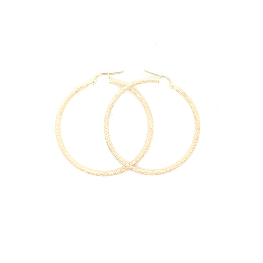 14K Gold Earring Large Hoops Cut Diamond | Luby Gold Collection | Luby 