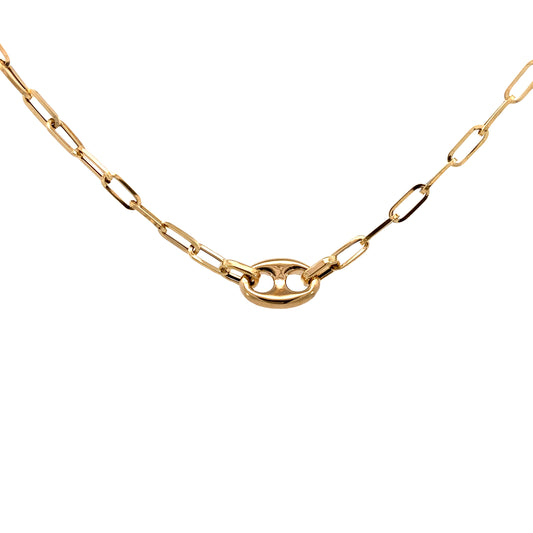 14K Gold Paper Clip Necklace with Bean Link | Luby Gold Collection | Luby 