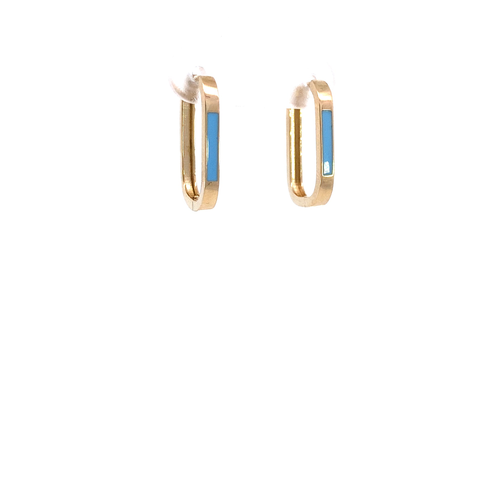 14K Gold Blue Enamel Hoops | Luby Gold Collection | Luby 