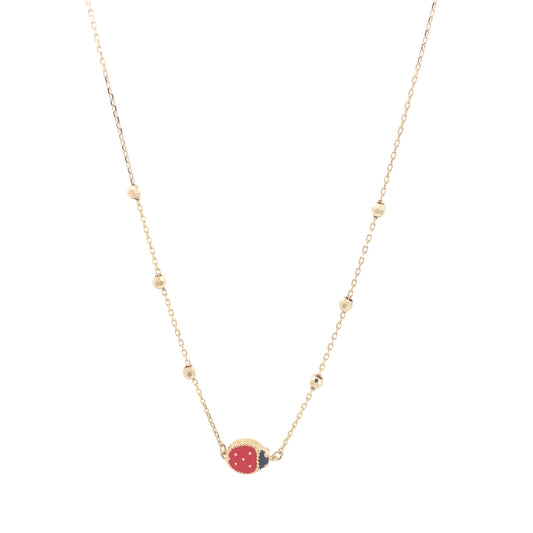 14K Gold Lady Bug Necklace with Red Enamel | Luby Gold Collection | Luby 