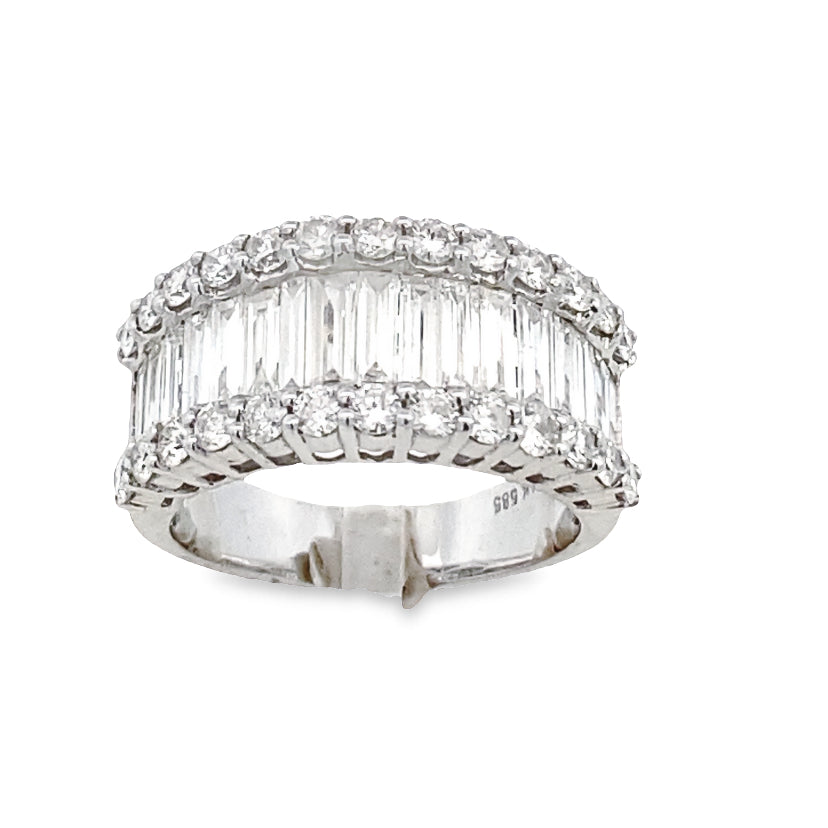14k Diamond Wide Baguette White Gold Ring | Luby Diamond Collection | Luby 