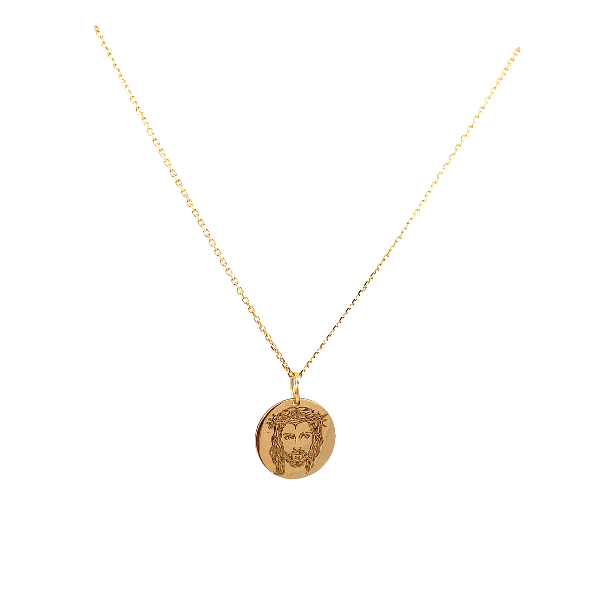 14K Gold Custom Round Jesus Siluette | Luby Gold Collection | Luby 