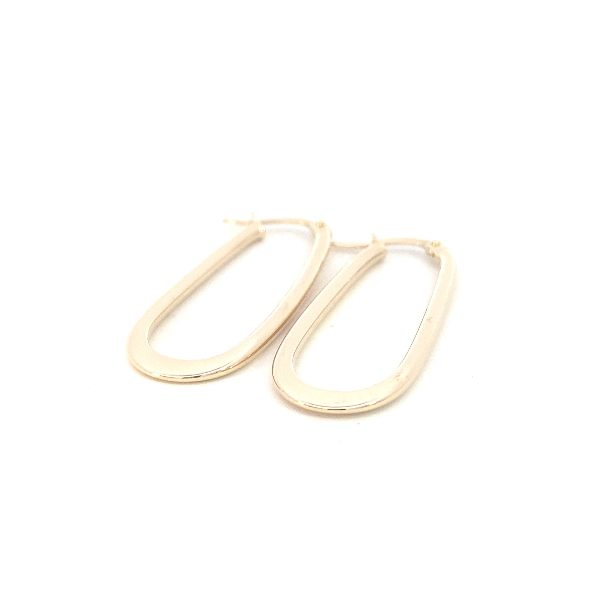 14K Gold Long Oval Earrings Hoops | Luby Gold Collection | Luby 