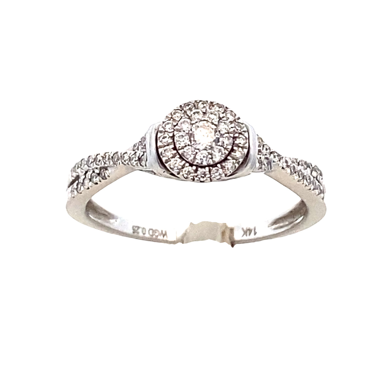 14k Diamond Round-Shaped Twist White Gold Engagement Rings | Luby Diamond Collection | Luby 