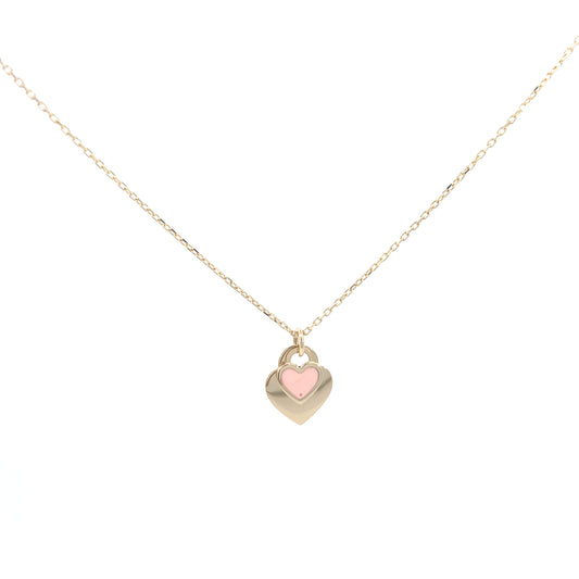 14K Gold Pink Double Heart Necklace | Luby Gold Collection | Luby 