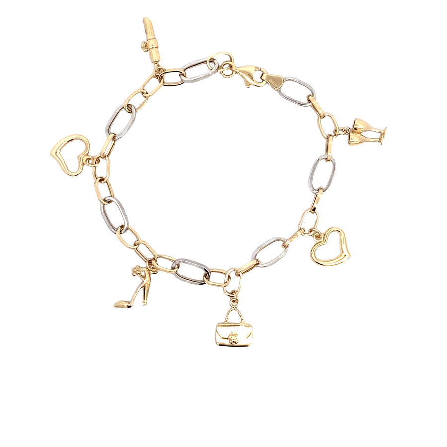 14K Gold Girly Charm Bracelet