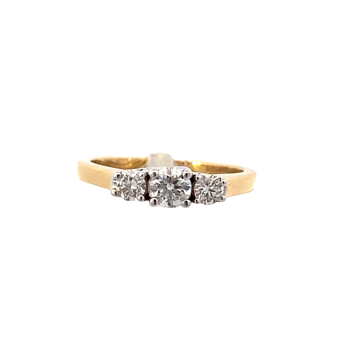 18K Triple 0.50cts Cupid Cut Diamonds Yellow Gold Engagement Ring | Luby Diamond Collection | Luby 