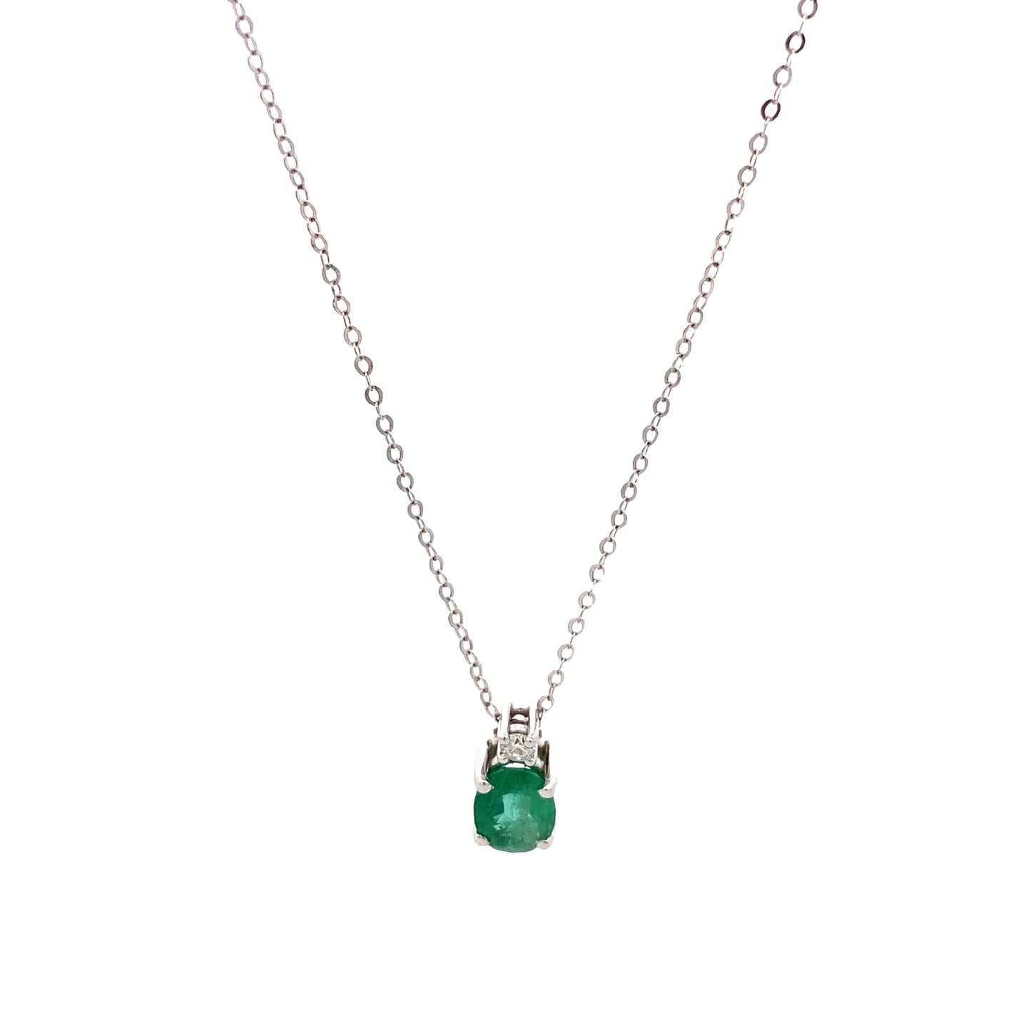18K White Gold Emerald & Diamond Pendant | Rajola Italy | Luby 