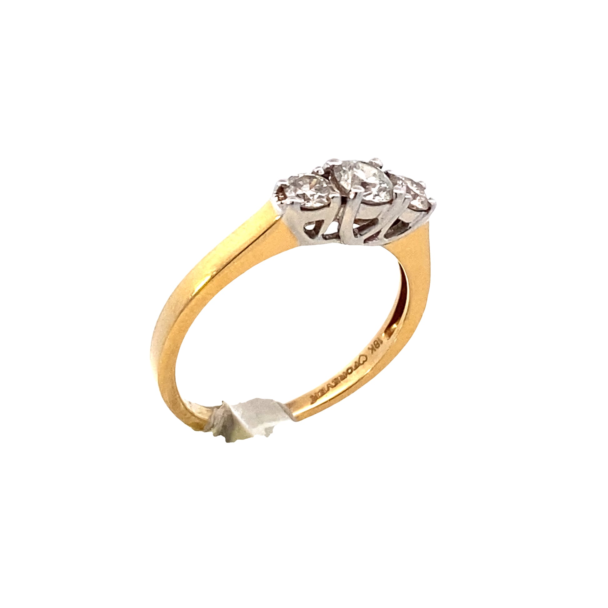 18K Triple 0.50cts Cupid Cut Diamonds Yellow Gold Engagement Ring | Luby Diamond Collection | Luby 