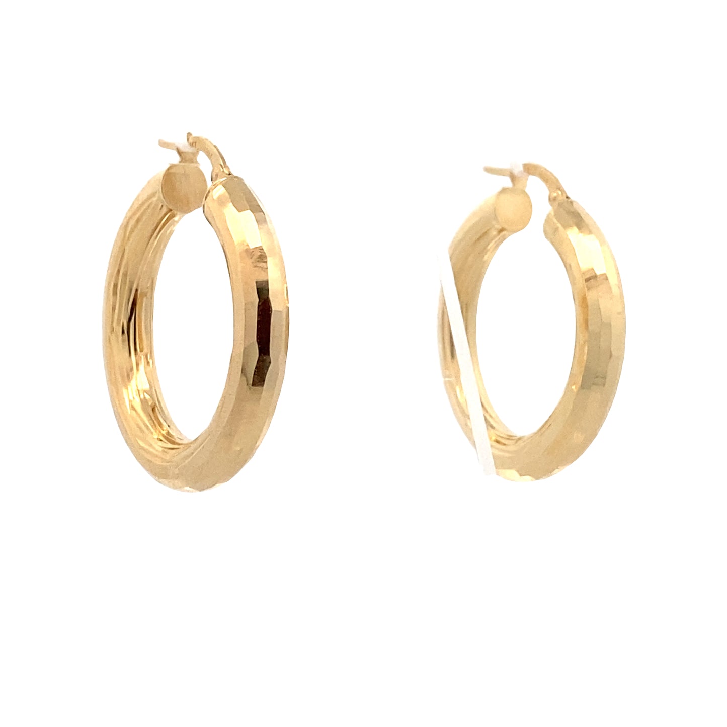 14K Gold Faceted Bold Hoops Earrings | Luby Gold Collection | Luby 