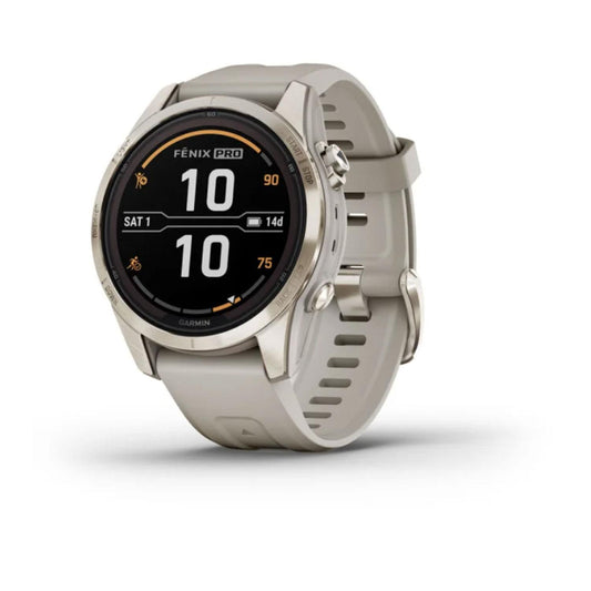 fēnix® 7S Pro – Sapphire Solar Edition Soft Gold with Light Sand Band | Garmin | Luby 