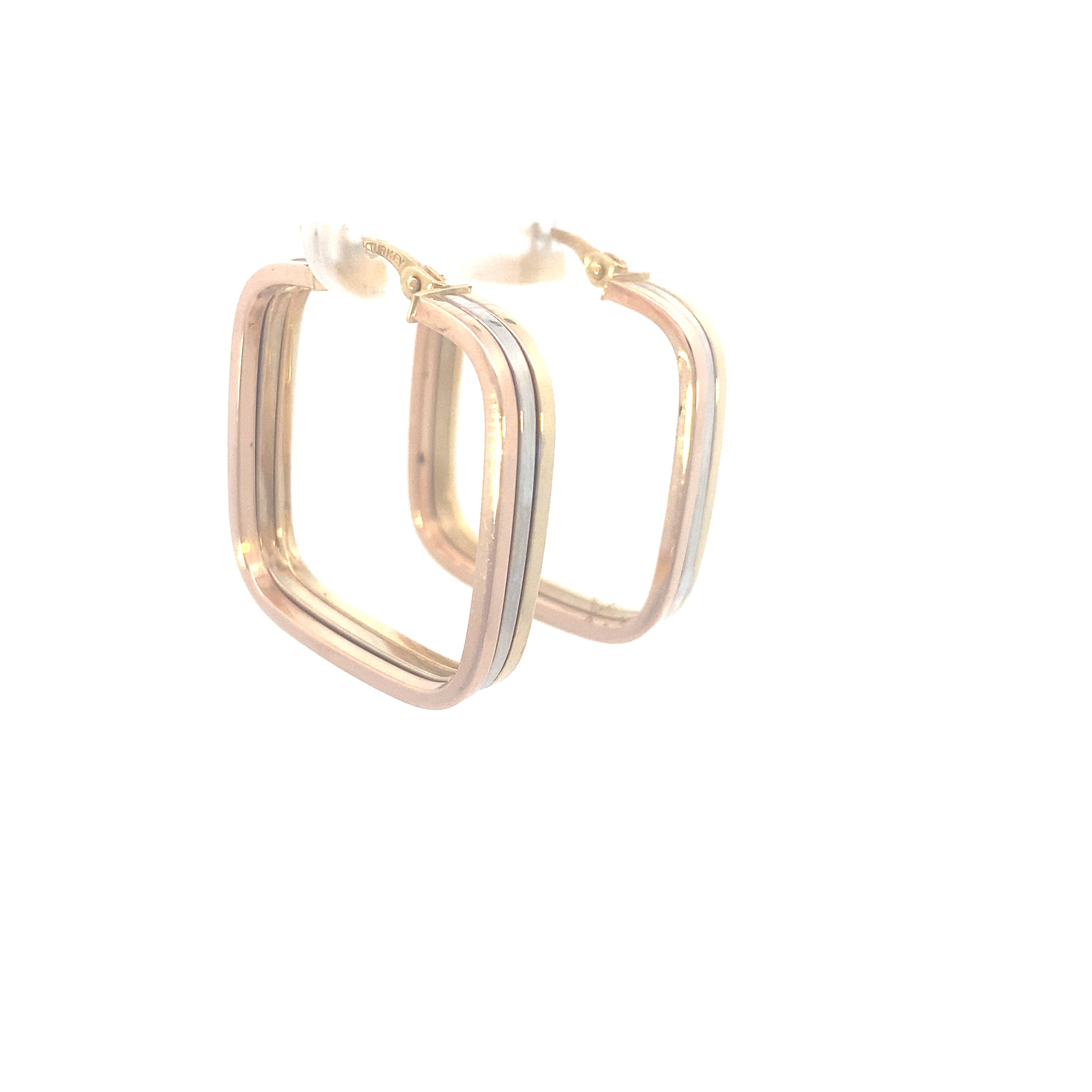 14K Square Tri-Color Gold Earrings | Luby Gold Collection | Luby 