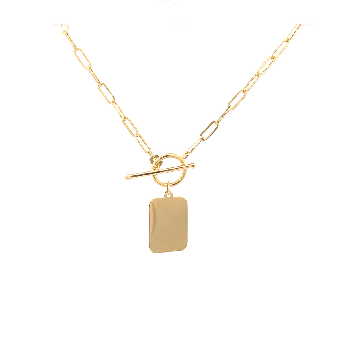 14K Gold Polished Paper Clip Necklace with Toggle | Luby Gold Collection | Luby 