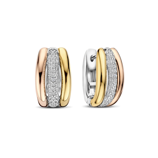 Tricolor Triple Circle Zirconia Hoops | Ti Sento Milano | Luby 