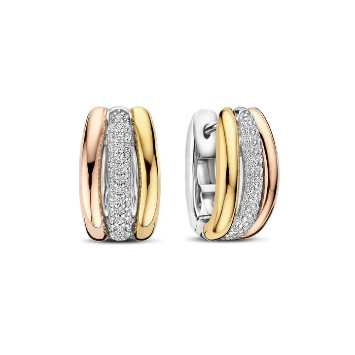 Tricolor Triple Circle Zirconia Hoops