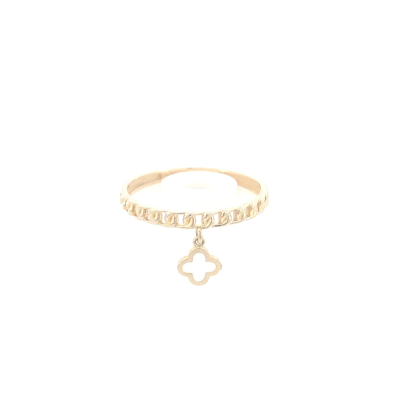 14K Gold Chain Link with White Flower Ring | Luby Gold Collection | Luby 