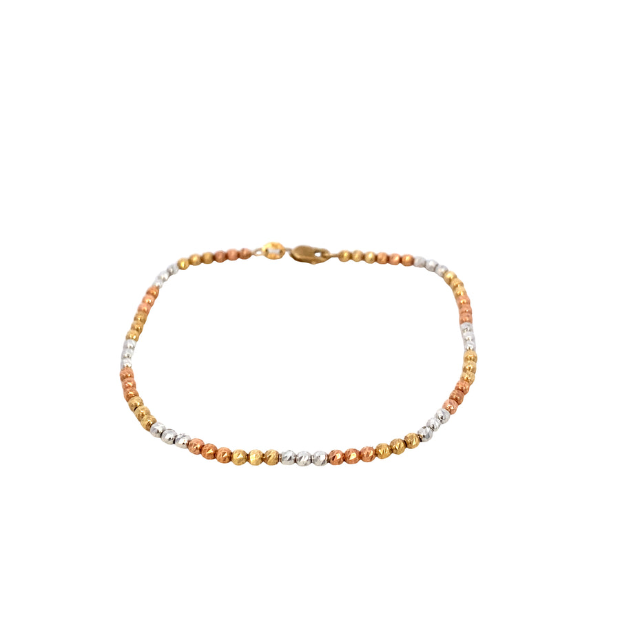 Brazalete con cuentas de lujo de 14 quilates con corte de diamante