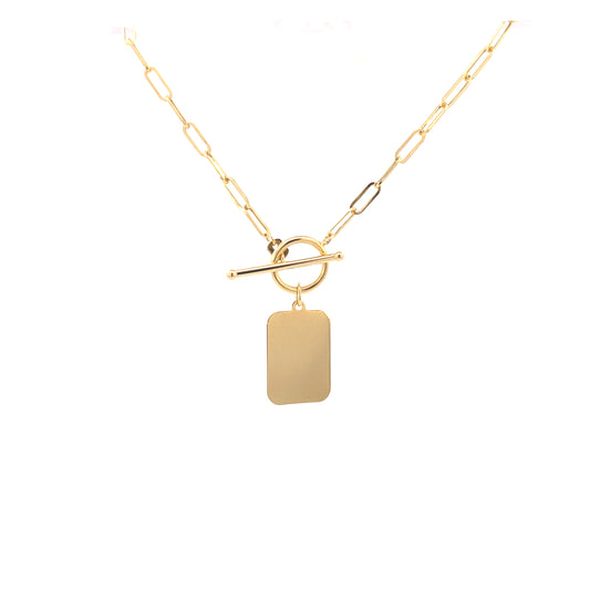14K Gold Polished Paper Clip Necklace with Toggle | Luby Gold Collection | Luby 