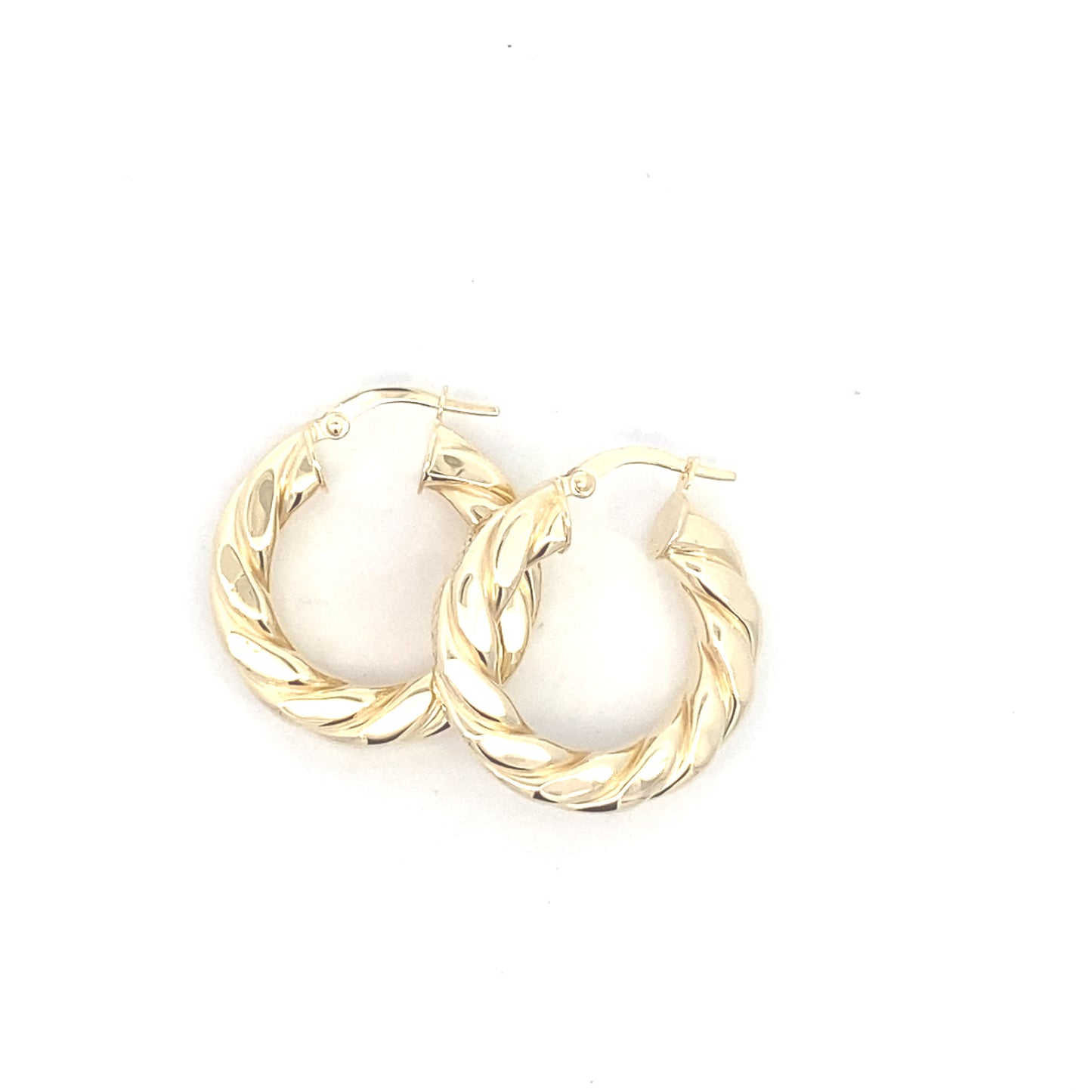 14K Gold Twist Cut Diamond Hoops | Luby Gold Collection | Luby 