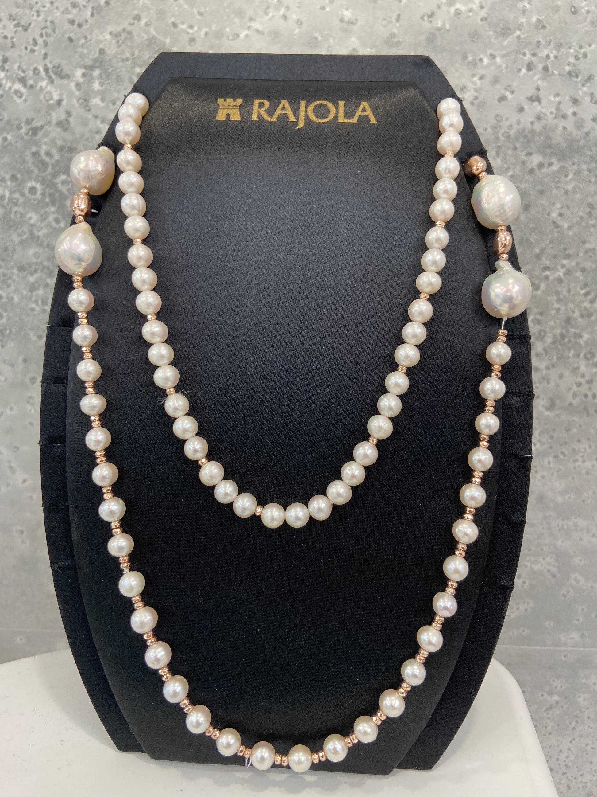 18K Rose-Gold White Pearl Necklace | Rajola Italy | Luby 