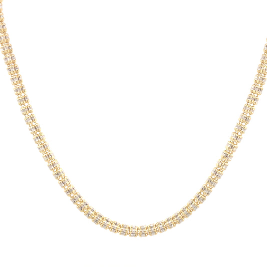 14K Gold Iced Chain Textured with CZ | Luby Gold Collection | Luby 
