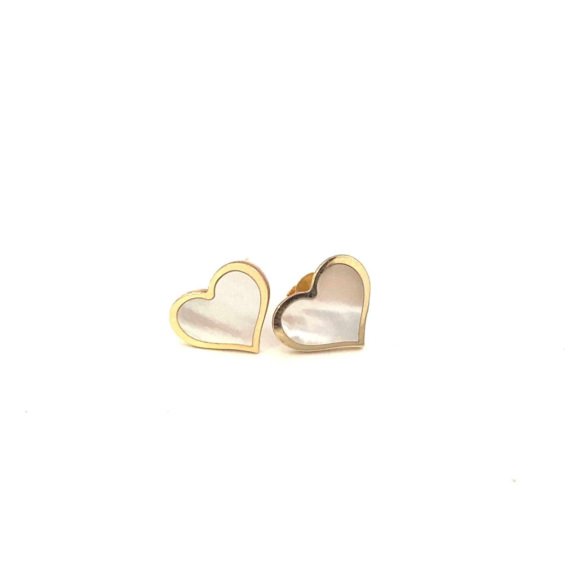 14K Gold Heart Mother Pearl Big Stud Earrings | Luby Gold Collection | Luby 