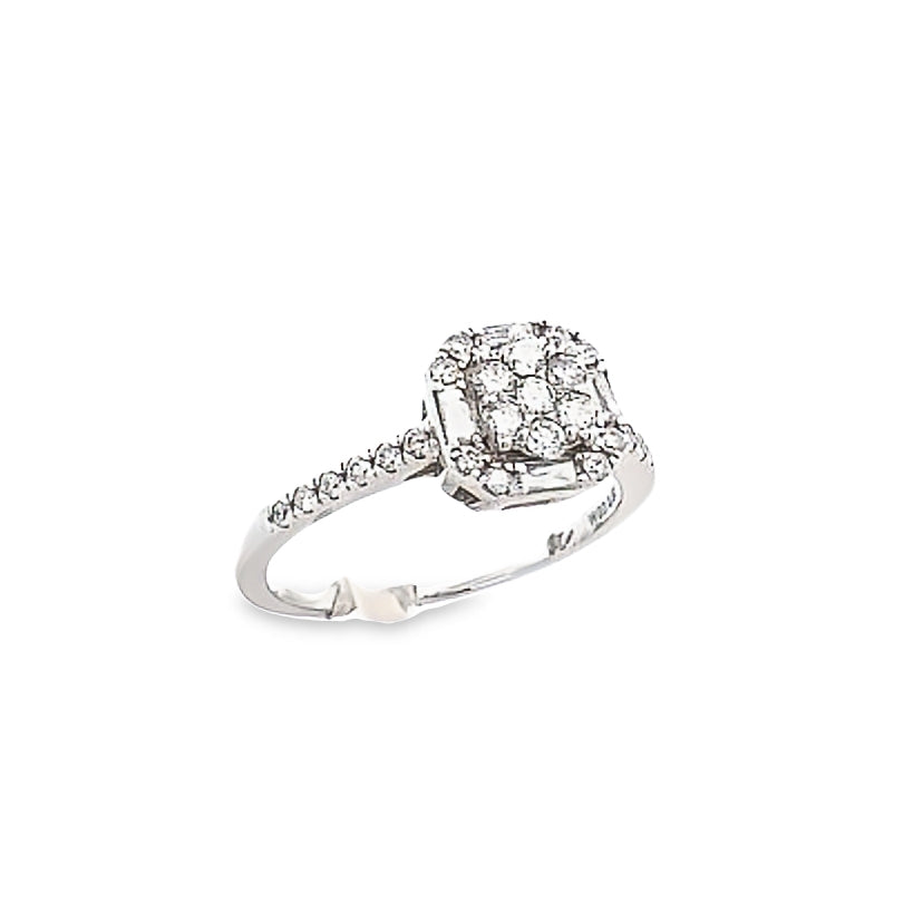 14K DIAMOND Ascher-Shaped Multi-Cut Diamonds White Gold Engagement Ring | Luby Diamond Collection | Luby 