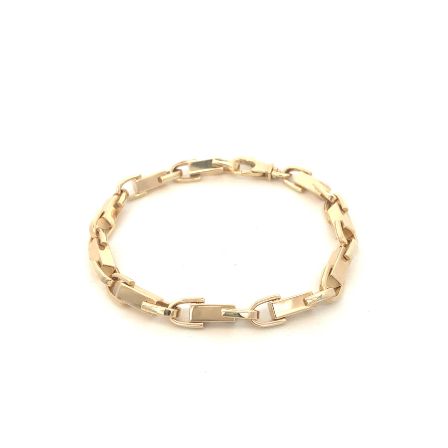 14K Gold Square Link Mens Bracelet
