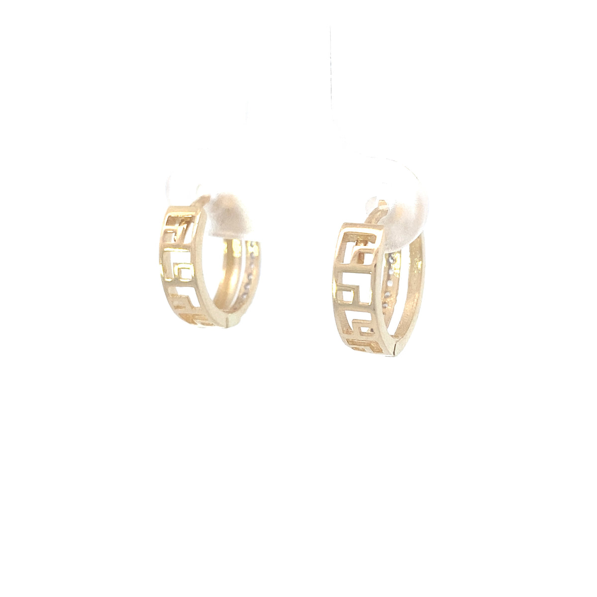 14K Gold Double Line With Zirconia Hoops | Luby Gold Collection | Luby 