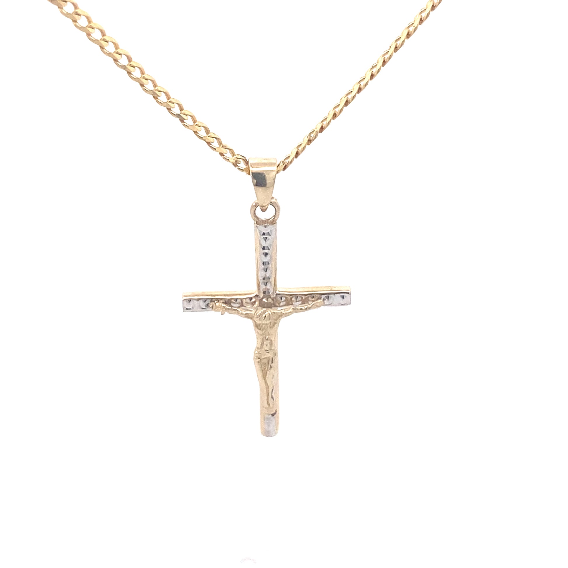 14k Gold Cross with Jesus Two Tone | Luby Gold Collection | Luby 