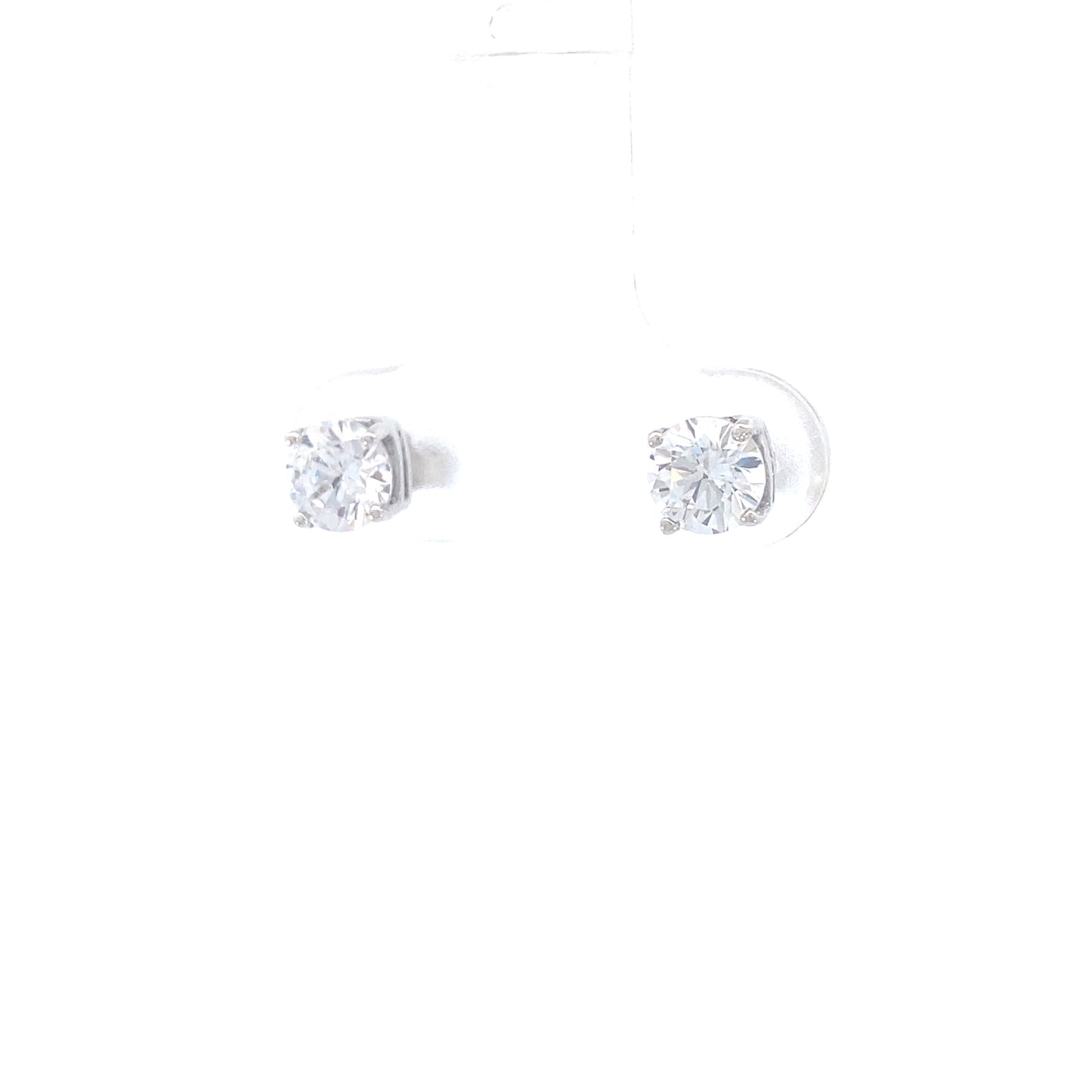 14K White Gold Stud Earrings with CZ | Luby Gold Collection | Luby 