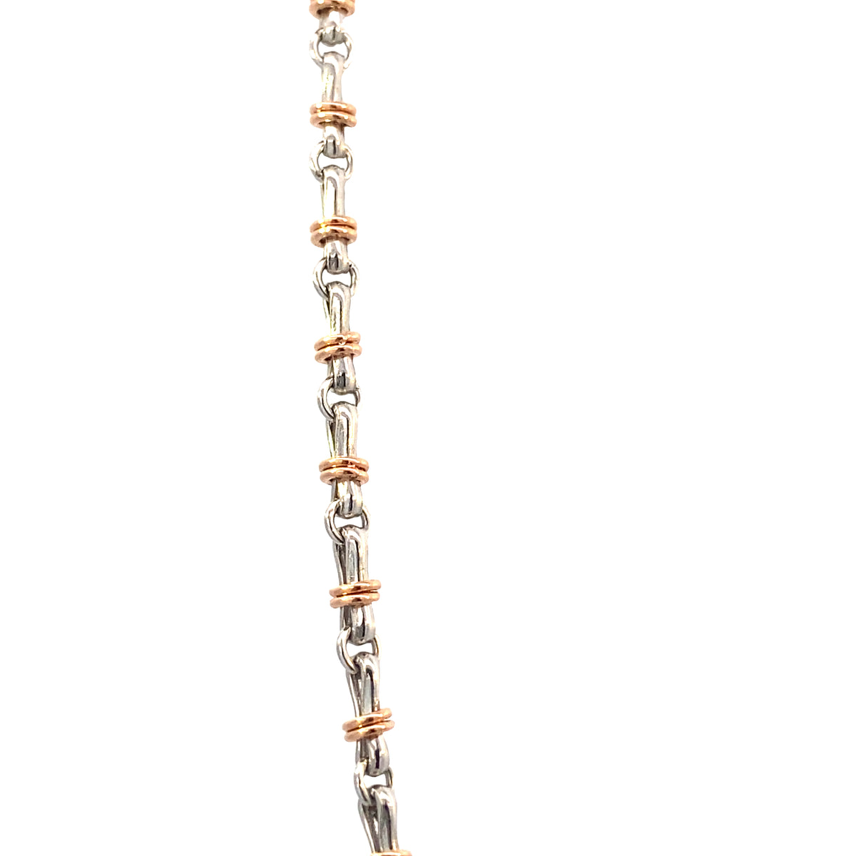 18k Gold Link Chain in White Gold With Rose Gold Hoops in the Center | Zancan | Luby 