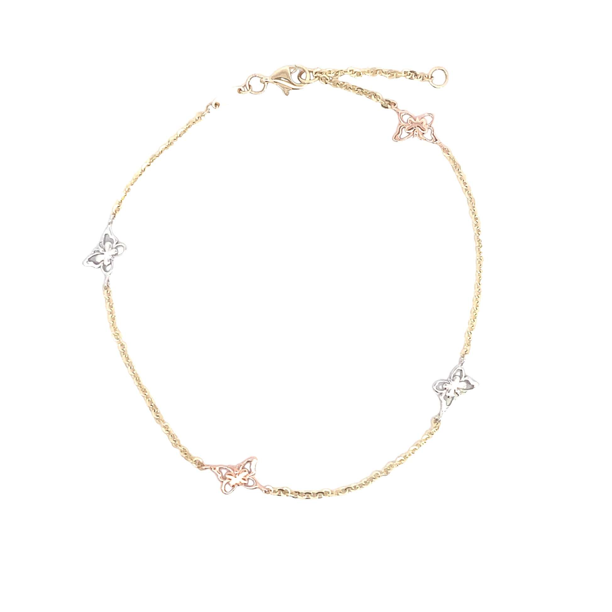 14K Gold 3/C Butterfly Anklet Bracelet | Luby Gold Collection | Luby 