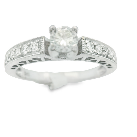 14K Diamond High Single Prong Set Engagement Band Set | Luby Diamond Collection | Luby 