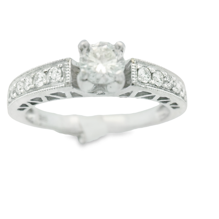 14K Diamond High Single Prong Set Engagement Band Set