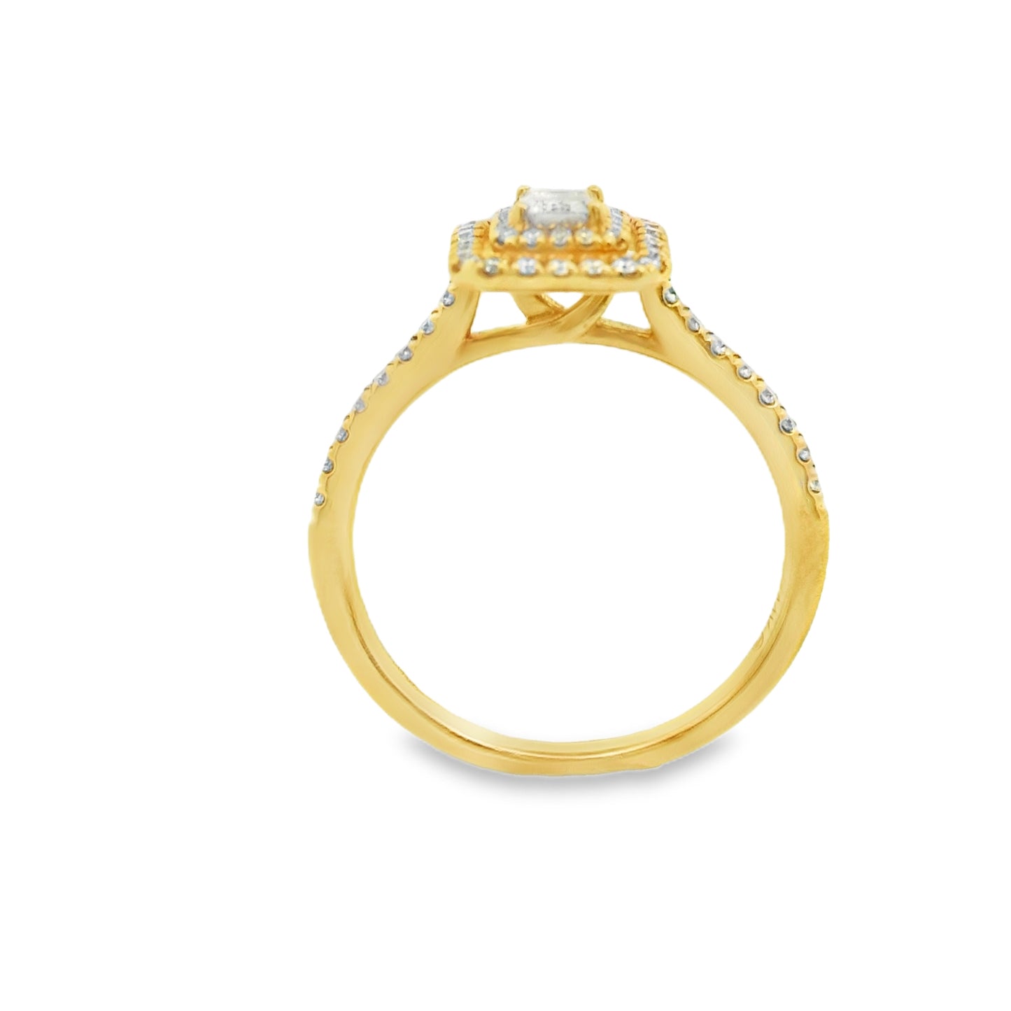 Zeghani Gold Emerald Cut Halo Engagement Ring | Zeghani | Luby 