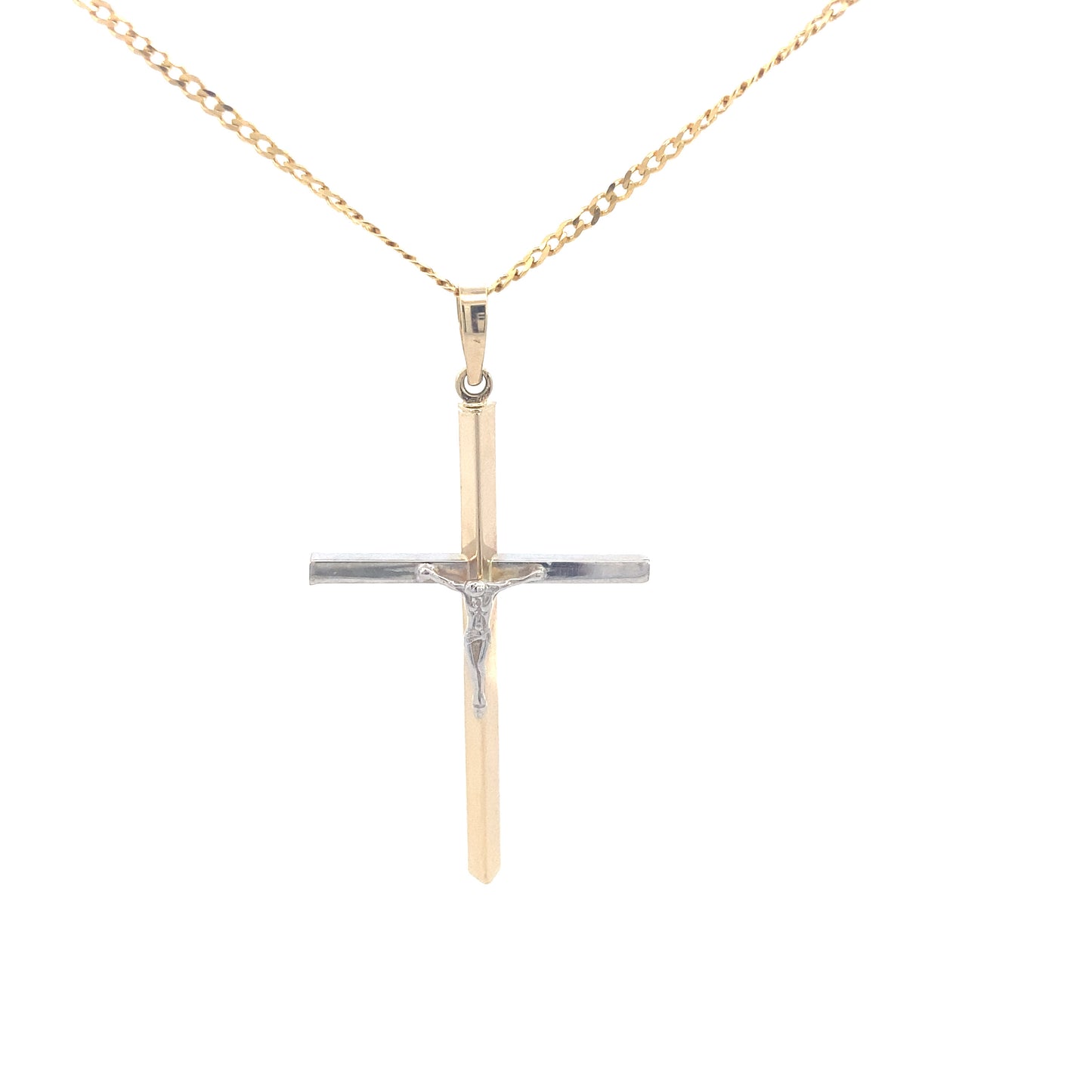 14K Gold Cross with Crucified Jesus Dual Tone | Luby Gold Collection | Luby 