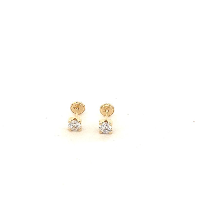 14K Gold CZ Stud Earrings